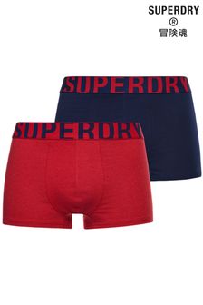 Superdry Red Dual Logo Trunks Double Pack