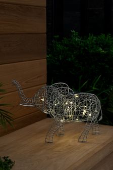 Silver Solar Elephant Sculpture