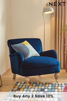 Soft Velvet Navy Blue Lilly Accent Chair (T06259) | £350