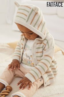 FatFace Natural Stripe Hooded Bear Cardigan (T06535) | £18 - £22