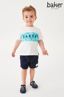 Baker by Ted Baker White T-Shirt And Navy Shorts Set