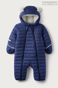 The White Company Baby Blue Quilted Pramsuit (T06741) | £49