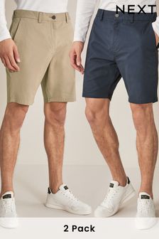 Navy/Stone 2 Pack Straight Fit Stretch Chino Shorts (T06766) | £36