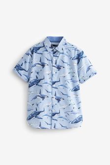 Blue Shark Short Sleeve Printed Shirt (3-16yrs) (T06847) | £12 - £17