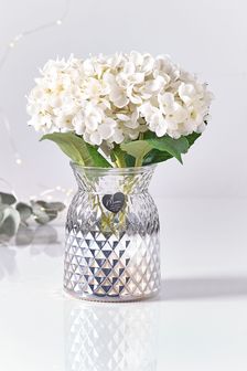Silver Mum Artificial Floral Vase