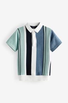 Vertical Stripe Knitted Polo Shirt (3-16yrs)