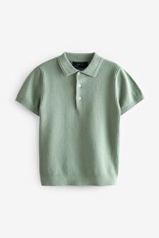 Textured Knit Polo Shirt (3-16yrs)