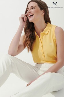 Crew Clothing Company Yellow Sleeveless Plain Polo Shirt