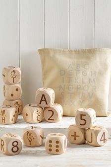 Natural Wooden Alphabet Learning Building Blocks