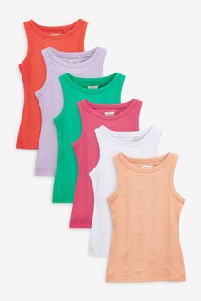 6 Pack Ribbed Vests (3-16yrs)