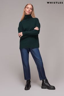 Whistles Green Cashmere Roll Neck Jumper
