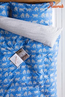 Anorak Blue Snow Leopards Organic Cotton Duvet Cover and Pillowcase Set