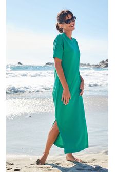 Green Broderie Sleeve Summer T-Shirt Dress (T09451) | £26