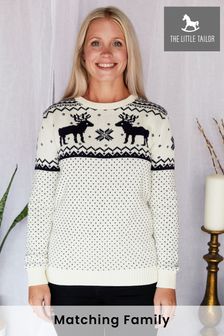 The Little Tailor Ladies Cream Christmas Reindeer Fairisle Jumper (T09855) | £45
