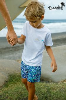 Boardies Boys Lime Leopard Print Swim Shorts