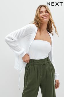 White Hooded Tie Waist Cardigan (T10145) | £30