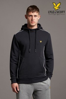 Lyle & Scott Black Hoodie with Contrast Piping