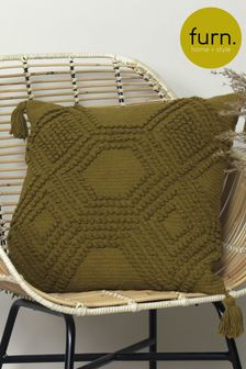 furn. Moss Green Halmo Woven Polyester Filled Cushion (T10967) | £16