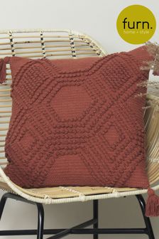 furn. Brick Red Halmo Woven Polyester Filled Cushion (T10968) | £16