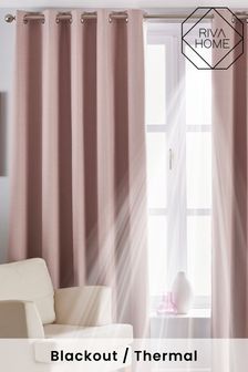 Riva Home Blush Pink Twilight Thermal Blackout Eyelet Curtains