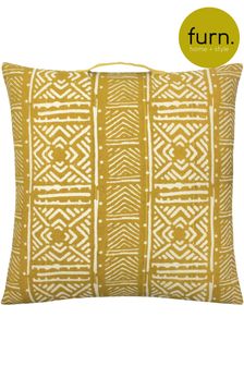 furn. Ochre Yellow Kericho Geometric Polyester Filled Cushion