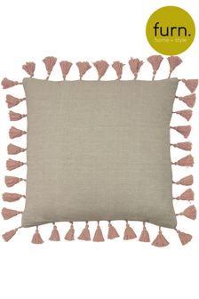 furn. Blush Pink Dune Tasselled Polyester Filled Cushion