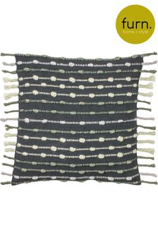 furn. Charcoal Grey/Natural Beige Dhadit Stripe Polyester Filled Cushion