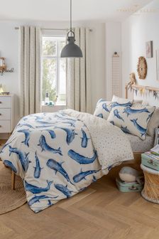 Yvonne Ellen Blue Kids Mini Whales Duvet Cover And Pillowcase Set