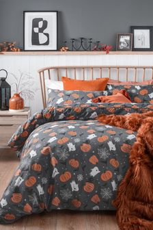 Halloween Charcoal Grey Duvet Cover and Pillowcase Set