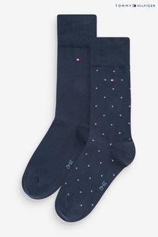 Tommy Hilfiger Mens Blue Dot Socks 2 Pack
