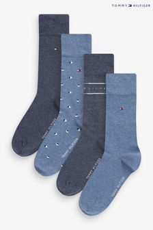 Tommy Hilfiger Mens Blue Tin Socks 4 Pack