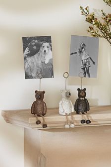 Set of 3 Light Dark Natural Bertie Bear & Friends Peg Picture Frames