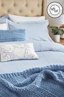Katie Piper Blue 200 Thread Count Cotton Be Still Candy Stripe Duvet Cover And Pillowcase Set