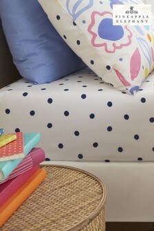 Pineapple Elephant Blue Blomme Floral Fitted Sheet
