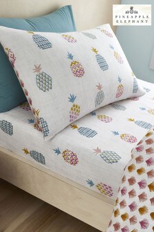 Pineapple Elephant Pink Kids Ananas Pineapple Fitted Sheet