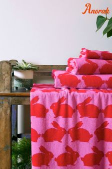 Anorak Pink Kissing Rabbits Organic Cotton Towels