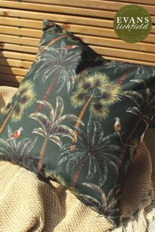 Evans Lichfield Forest Green Palms Outdoor Polyester Filled Cushion