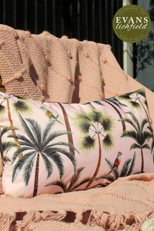 Evans Lichfield Blush Pink Palms Outdoor Polyester Filled Cushion