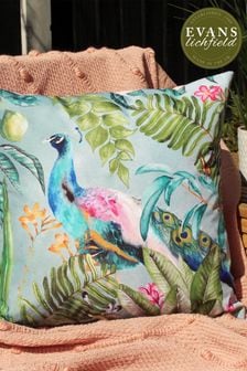 Evans Lichfield Multicolour Peacock Outdoor Polyester Filled Cushion