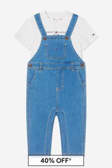 Tommy Hilfiger Baby Boys Dungaree Set in White