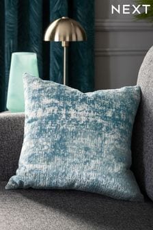 Aqua Blue Natural Velvet Texture Abstract Cushion