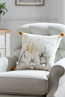 Neutral Hoppy Easter Bunny Cushion
