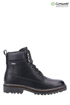 Cotswold Black Chipping High Top Lace-Up Ankle Boots