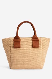 Natural/Tan Brown Jute Shopper Bag (T14799) | £36
