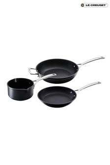 Le Creuset Black Toughened Non Stick 3 Piece Cookware Set (T15537) | £299