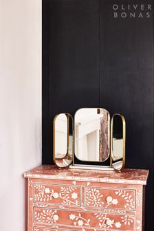 Oliver Bonas Gold Alice Gold Triple Dressing Table Mirror