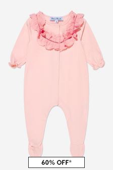 Tartine et Chocolat Baby Girls Cotton Embroidered Babygrow in Pink