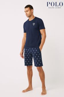Polo Ralph Lauren Navy Blue T-Shirt And Short Pyjamas Set (T16443) | £85 - £115
