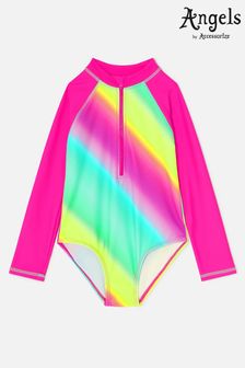 Angels By Accessorize Girls Pink Rainbow Long Sleeve Swimsuit