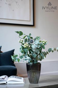 Ivyline Grey Christmas Grey Tall Ribbed Vase